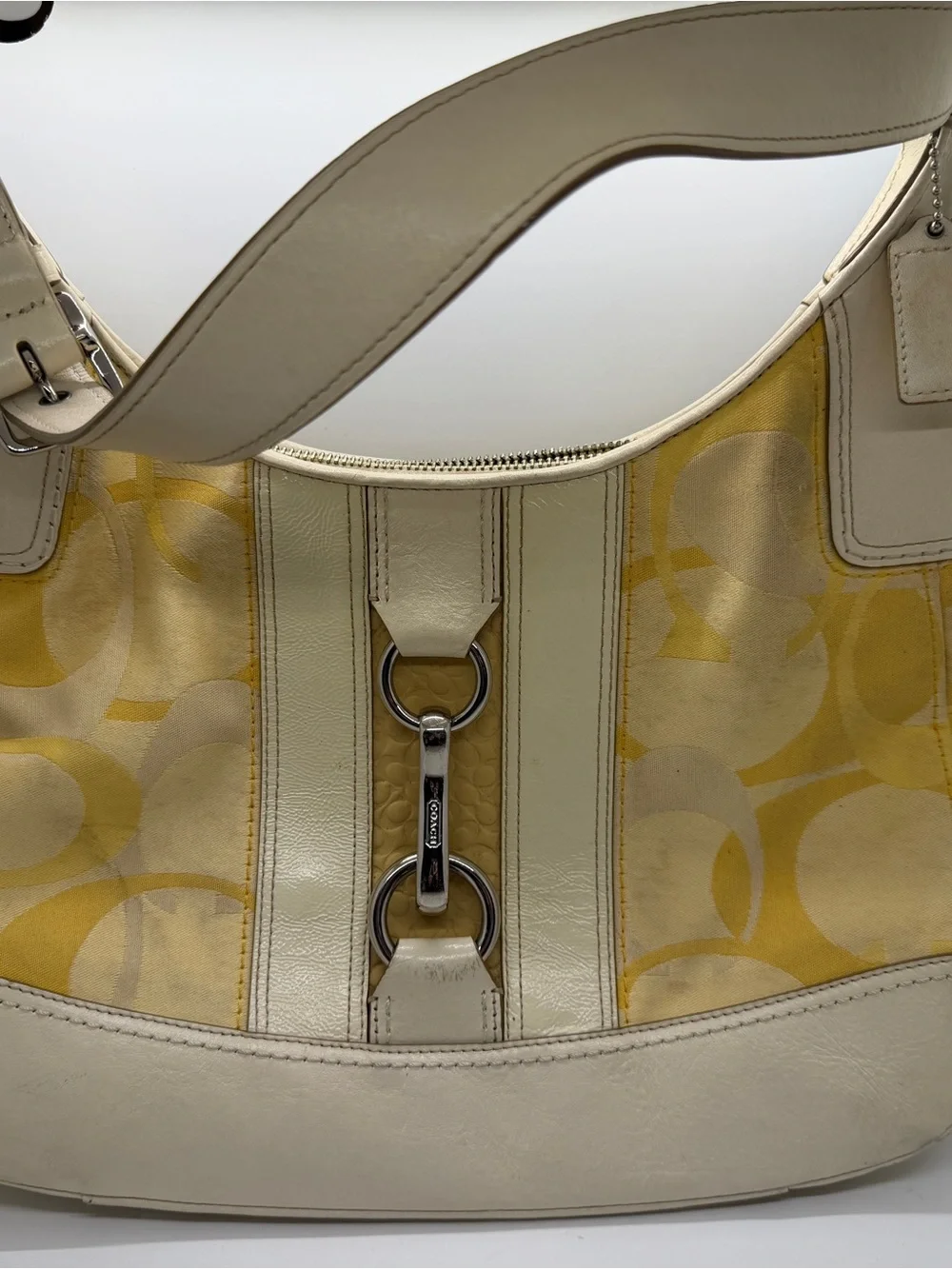 Coach Yellow and Cream Signature Canvas Shoulder Bag - Picture 1 of 5